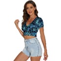 Mazipoodles Love Flowers - Black Dusty Blue Duck Egg Green V-Neck Crop Top View2