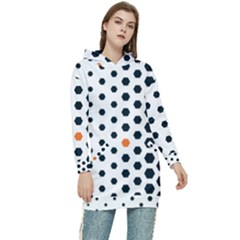 Honeycomb Hexagon Pattern Abstract Women s Long Oversized Pullover Hoodie by Grandong