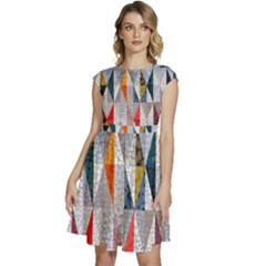 Mosaic, Colorful, Rhombuses, Pattern, Geometry Cap Sleeve High Waist Dress by nateshop