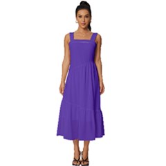 Ultra Violet Purple Square Neckline Tiered Midi Dress by Patternsandcolors