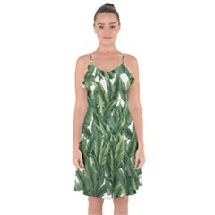 Tropical Leaves Ruffle Detail Chiffon Dress by goljakoff