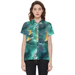 Valley Night Mountains Short Sleeve Pocket Shirt by Cemarart