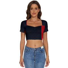 Abstract Black & Red, Backgrounds, Lines Short Sleeve Square Neckline Crop Top  by nateshop