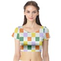 Board Pictures Chess Background Short Sleeve Crop Top View1