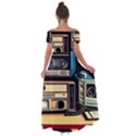 Radios Tech Technology Music Vintage Antique Old Off Shoulder Open Front Chiffon Dress View2