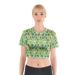 Leaves Tropical Background Pattern Green Botanical Texture Nature Foliage Cotton Crop Top by Maspions