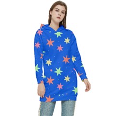 Background Star Darling Galaxy Women s Long Oversized Pullover Hoodie by Maspions