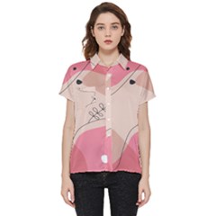 Pink Pattern Line Art Texture Minimalist Design Short Sleeve Pocket Shirt by Maspions