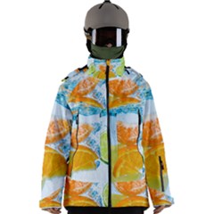 Fruits, Fruit, Lemon, Lime, Mandarin, Water, Orange Men s Zip Ski And Snowboard Waterproof Breathable Jacket by nateshop