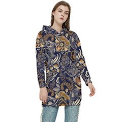 Paisley Texture, Floral Ornament Texture Women s Long Oversized Pullover Hoodie by nateshop