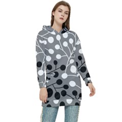 Abstract Nature Black White Women s Long Oversized Pullover Hoodie by Maspions