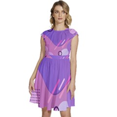 Colorful Labstract Wallpaper Theme Cap Sleeve High Waist Dress by Apen