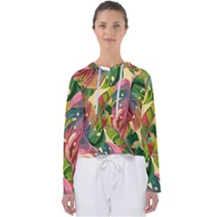 Monstera Colorful Leaves Foliage Women s Slouchy Sweat by Maspions