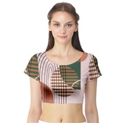 Line Forms Art Drawing Background Short Sleeve Crop Top by Maspions