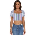 Stripes Pattern Abstract Retro Vintage Short Sleeve Square Neckline Crop Top  View1