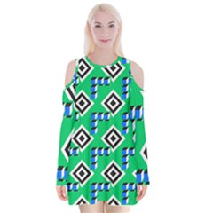 Beauitiful Geometry Velvet Long Sleeve Shoulder Cutout Dress by Sparkle