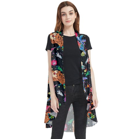 Beautiful Pattern Sleeveless Chiffon Waistcoat Shirt by Sparkle