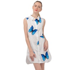 Butterfly-blue-phengaris Sleeveless Shirt Dress by saad11