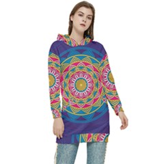 Abstract Digital Artwork Women s Long Oversized Pullover Hoodie by Maspions