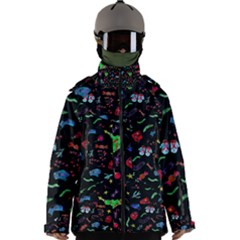 New Year Christmas Background Men s Zip Ski And Snowboard Waterproof Breathable Jacket by Maspions