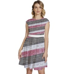Vintage Vibrant Stripes Pattern Print Design Cap Sleeve High Waist Dress by dflcprintsclothing