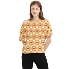 Pattern Shape Design Art Drawing One Shoulder Cut Out T-shirt by Maspions