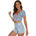 House Trees Pattern Background V-Neck Crop Top View2