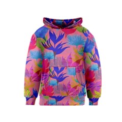 Pink And Blue Floral Kids  Pullover Hoodie by Sparkle