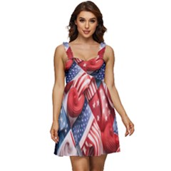 Us Presidential Election Colorful Vibrant Pattern Design  Ruffle Strap Babydoll Chiffon Dress by dflcprintsclothing