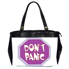 Purple Don t Panic Sign Oversize Office Handbag (two Sides) by FunWithFibro