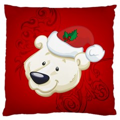 Funny Polar Bear Large Flano Cushion Cases (one Side)  by FantasyWorld7