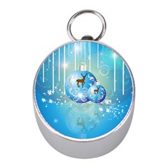 Wonderful Christmas Ball With Reindeer And Snowflakes Mini Silver Compasses by FantasyWorld7