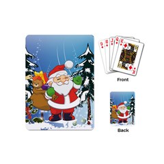 Funny Santa Claus In The Forrest Playing Cards (mini)  by FantasyWorld7