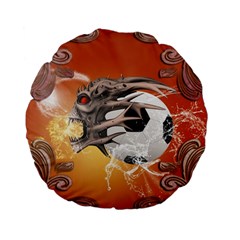 Soccer With Skull And Fire And Water Splash Standard 15  Premium Flano Round Cushions by FantasyWorld7