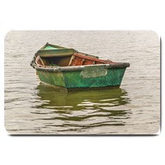 Old Fishing Boat At Santa Lucia River In Montevideo Large Doormat  by dflcprints