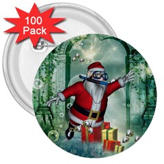 Funny Santa Claus In The Underwater World 3  Buttons (100 Pack)  by FantasyWorld7