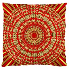 Gold And Red Mandala Large Flano Cushion Case (two Sides) by Amaryn4rt