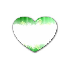 Green Floral Stripe Background Heart Coaster (4 Pack)  by Simbadda