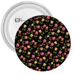 Flowers Roses Floral Flowery 3  Buttons by Simbadda