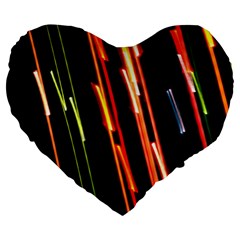 Colorful Diagonal Lights Lines Large 19  Premium Flano Heart Shape Cushions by Alisyart