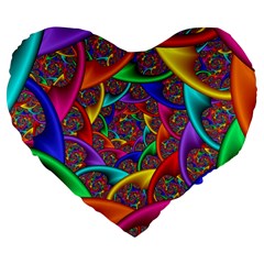 Color Spiral Large 19  Premium Flano Heart Shape Cushions by Simbadda