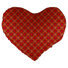 Abstract Seamless Floral Pattern Large 19  Premium Flano Heart Shape Cushions by Simbadda