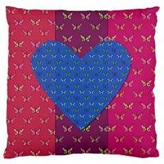 Butterfly Heart Pattern Standard Flano Cushion Case (two Sides) by Simbadda