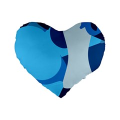 Blue Polka Standard 16  Premium Flano Heart Shape Cushions by Mariart