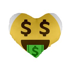 Money Face Emoji Standard 16  Premium Flano Heart Shape Cushions by BestEmojis