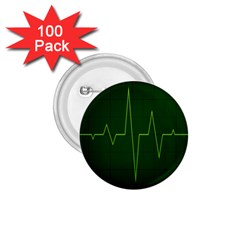 Heart Rate Green Line Light Healty 1 75  Buttons (100 Pack)  by Mariart
