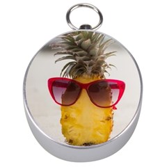 Pineapple With Sunglasses Silver Compasses by LimeGreenFlamingo