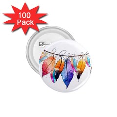 Watercolor Feathers 1 75  Buttons (100 Pack)  by LimeGreenFlamingo