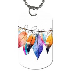 Watercolor Feathers Dog Tag (two Sides) by LimeGreenFlamingo