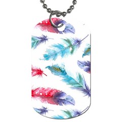 Watercolor Feather Background Dog Tag (one Side) by LimeGreenFlamingo